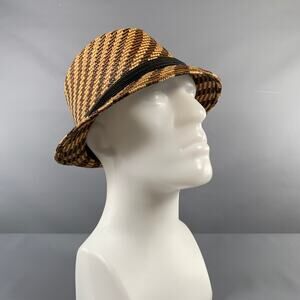 MAKINS Brown Beige Woven Straw Hats
